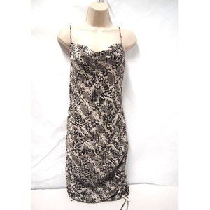 Intimately Free People Womens Dress XS Grey Snake Print Satin Ruched Side Sexy